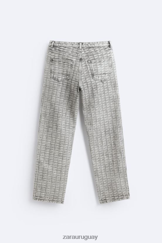 Zara vaqueros con jacquard geométrico hombres H6RHL21089 gris ropa