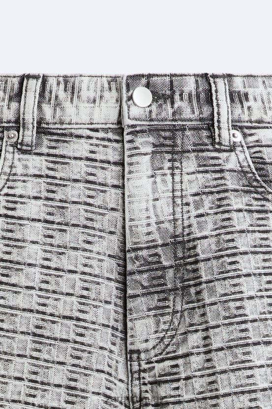 Zara vaqueros con jacquard geométrico hombres H6RHL21089 gris ropa