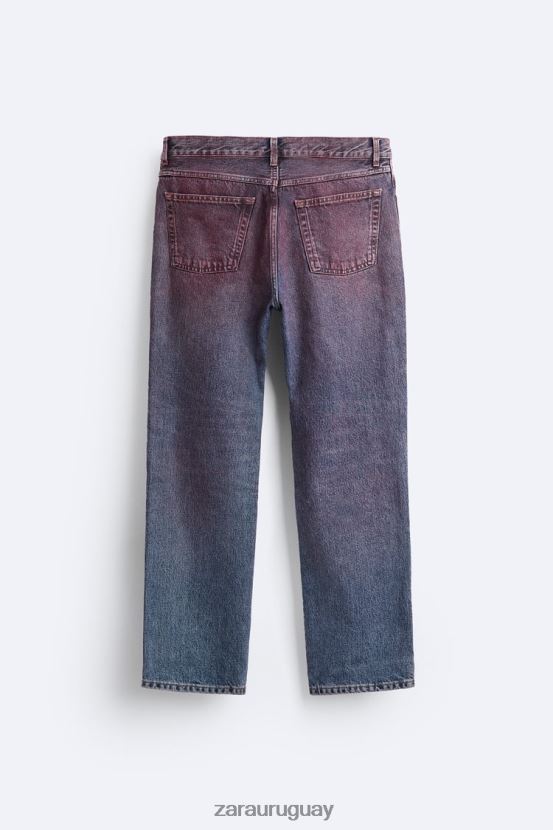 Zara vaqueros rectos con spray hombres H6RHL21101 azul ropa