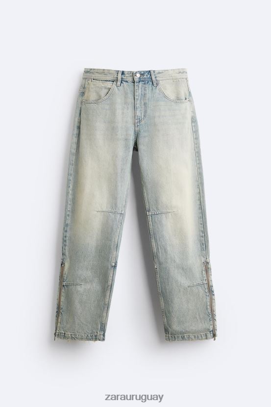Zara vaqueros vintage con cremallera hombres H6RHL21086 azul claro ropa