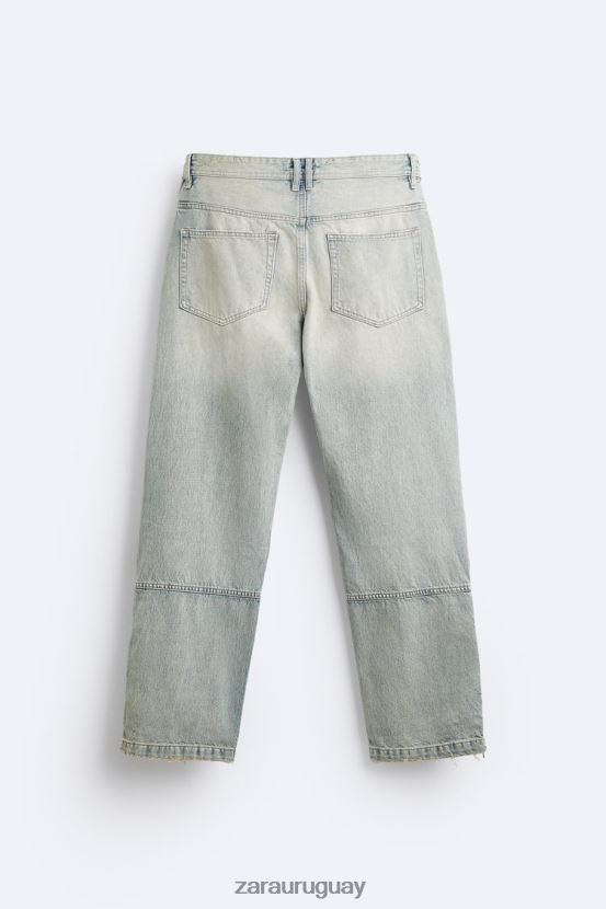 Zara vaqueros vintage con cremallera hombres H6RHL21086 azul claro ropa