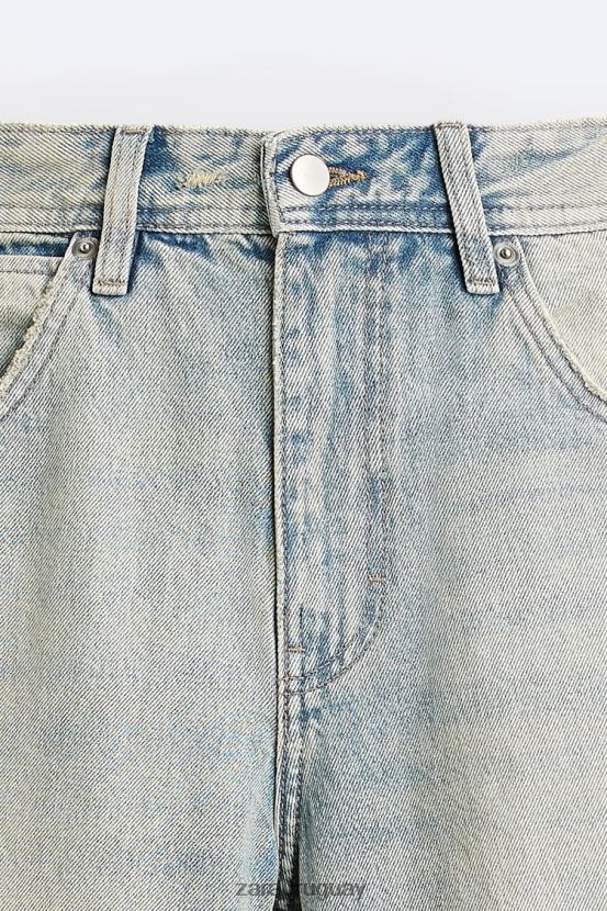 Zara vaqueros vintage con cremallera hombres H6RHL21086 azul claro ropa