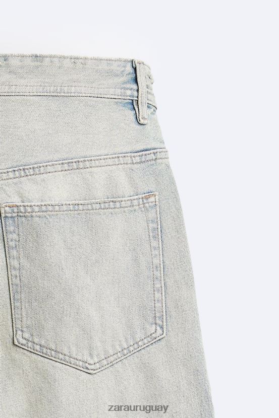Zara vaqueros vintage con cremallera hombres H6RHL21086 azul claro ropa
