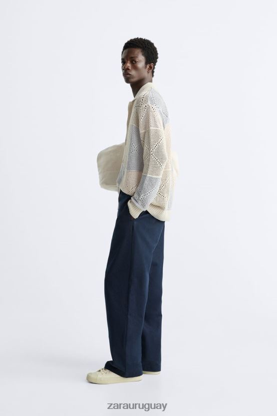 Zara cárdigan de crochet texturizado hombres H6RHL21043 piedra ropa