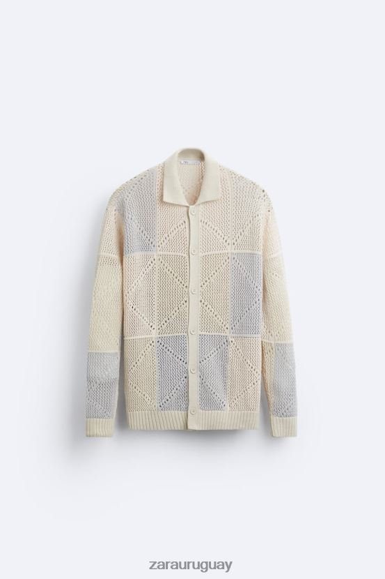 Zara cárdigan de crochet texturizado hombres H6RHL21043 piedra ropa