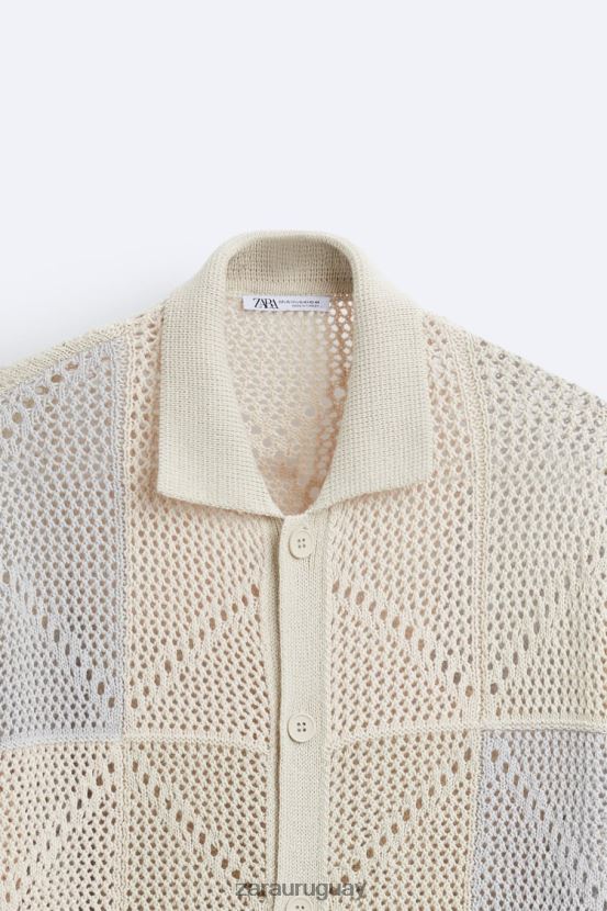Zara cárdigan de crochet texturizado hombres H6RHL21043 piedra ropa
