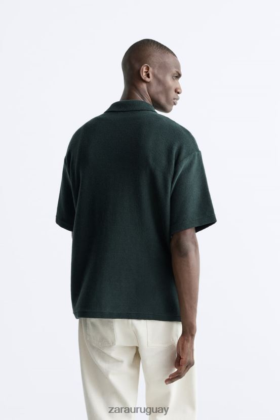 Zara camisa de punto trenzado hombres H6RHL21027 verde ropa