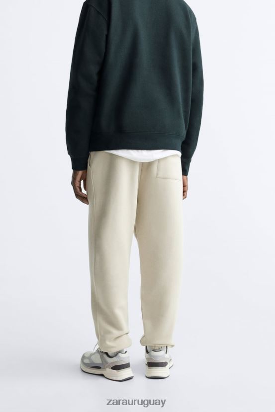 Zara pantalon jogger basico hombres H6RHL21080 bronceado oscuro ropa