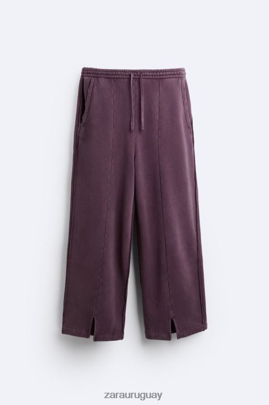 Zara pantalones joggers lavados y rotos hombres H6RHL21085 granate ropa