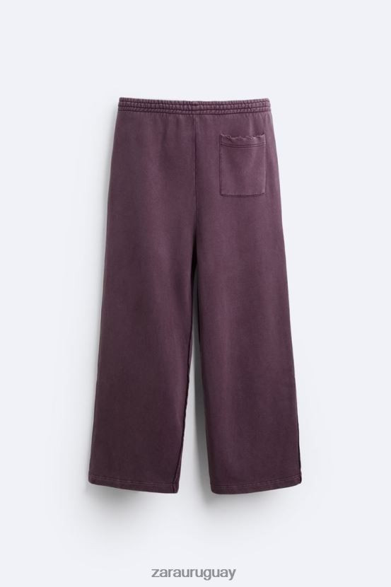 Zara pantalones joggers lavados y rotos hombres H6RHL21085 granate ropa