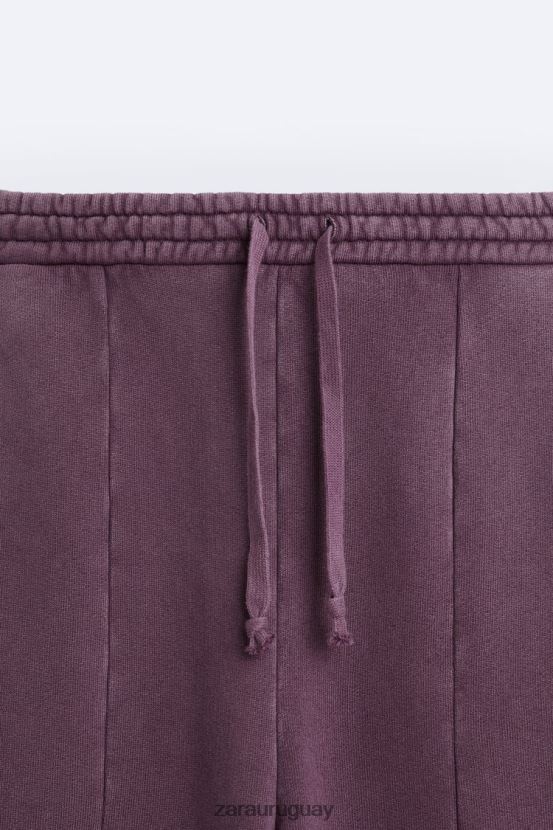 Zara pantalones joggers lavados y rotos hombres H6RHL21085 granate ropa