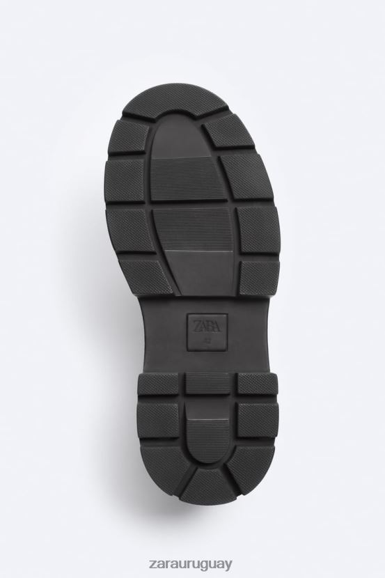 Zara Zapatos derby de piel con suela gruesa - edición limitada hombres H6RHL21261 negro calzado