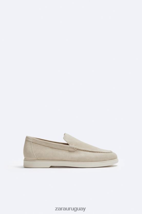 Zara mocasines casuales de gamuza hombres H6RHL21273 blanquecino calzado