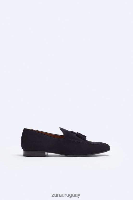 Zara mocasines con borlas de ante hombres H6RHL21275 azul calzado