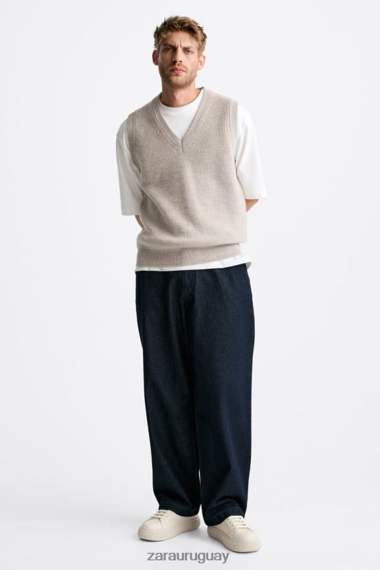 Zara zapatillas con suela a rayas hombres H6RHL21267 blanco hueso calzado