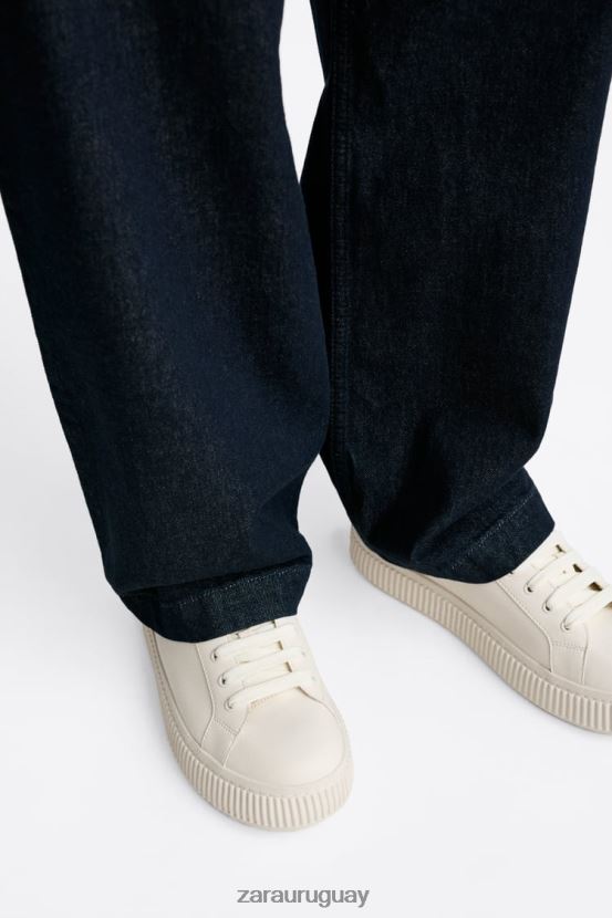 Zara zapatillas con suela a rayas hombres H6RHL21267 blanco hueso calzado