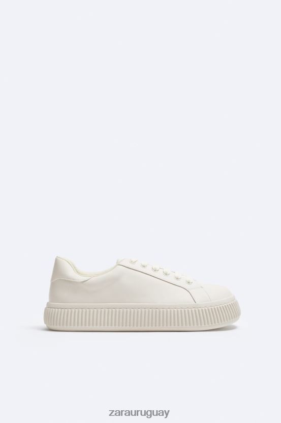 Zara zapatillas con suela a rayas hombres H6RHL21267 blanco hueso calzado