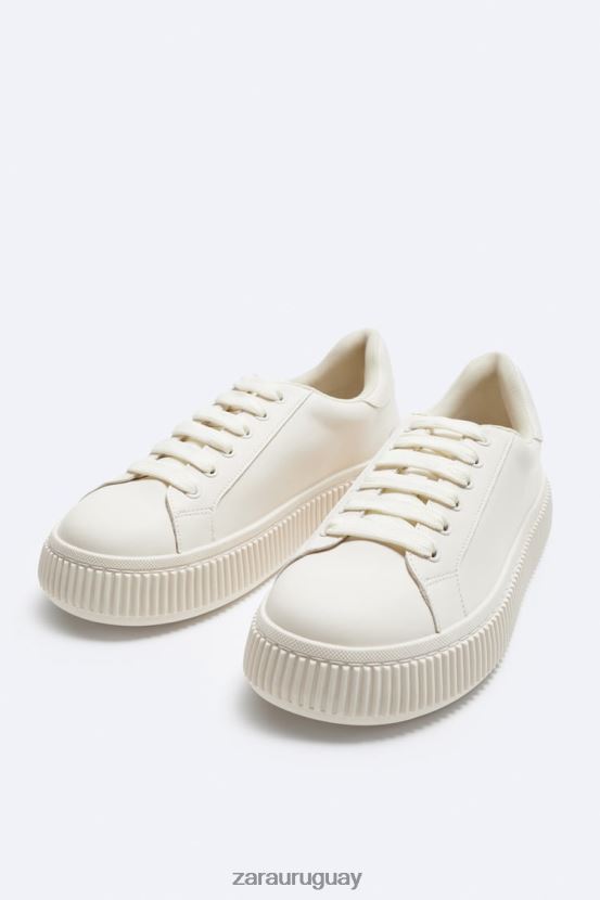 Zara zapatillas con suela a rayas hombres H6RHL21267 blanco hueso calzado