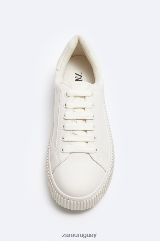 Zara zapatillas con suela a rayas hombres H6RHL21267 blanco hueso calzado