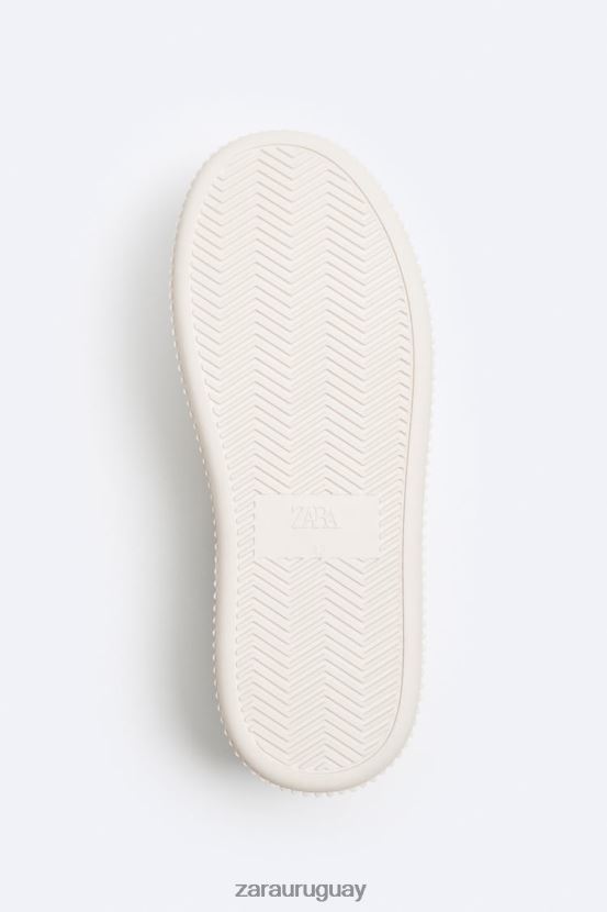 Zara zapatillas con suela a rayas hombres H6RHL21267 blanco hueso calzado