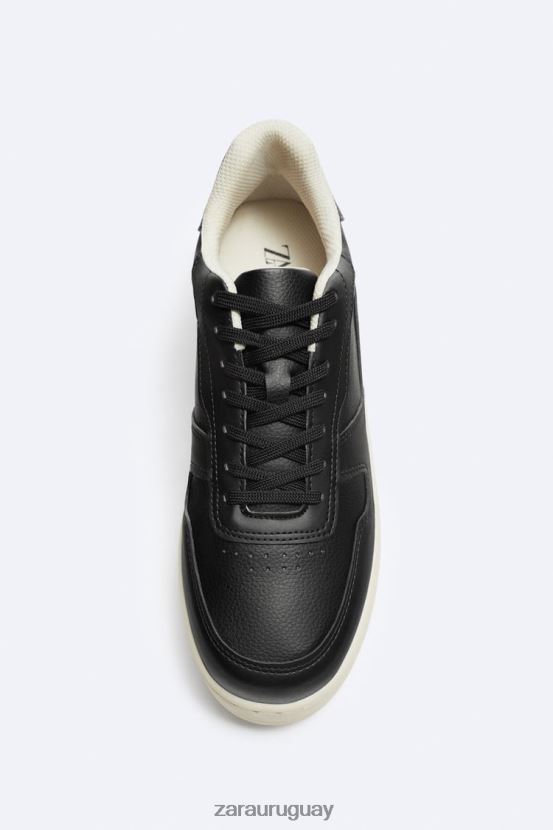 Zara zapatillas retro de varias piezas hombres H6RHL21269 negro calzado