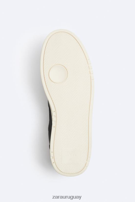 Zara zapatillas retro de varias piezas hombres H6RHL21269 negro calzado