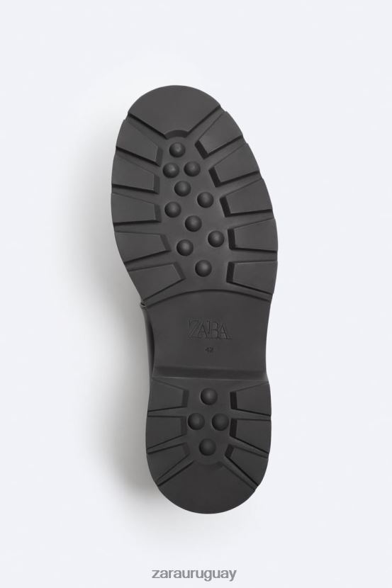 Zara zapatos de jaula de cuero hombres H6RHL21263 negro calzado