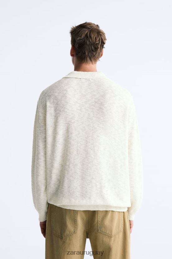 Zara polo de punto texturizado hombres H6RHL21230 crudo ropa