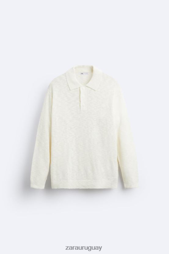Zara polo de punto texturizado hombres H6RHL21230 crudo ropa