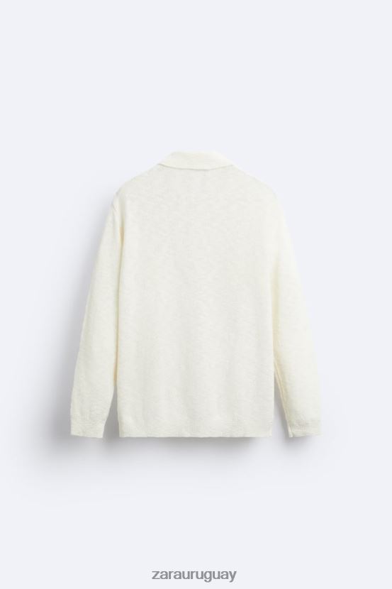 Zara polo de punto texturizado hombres H6RHL21230 crudo ropa