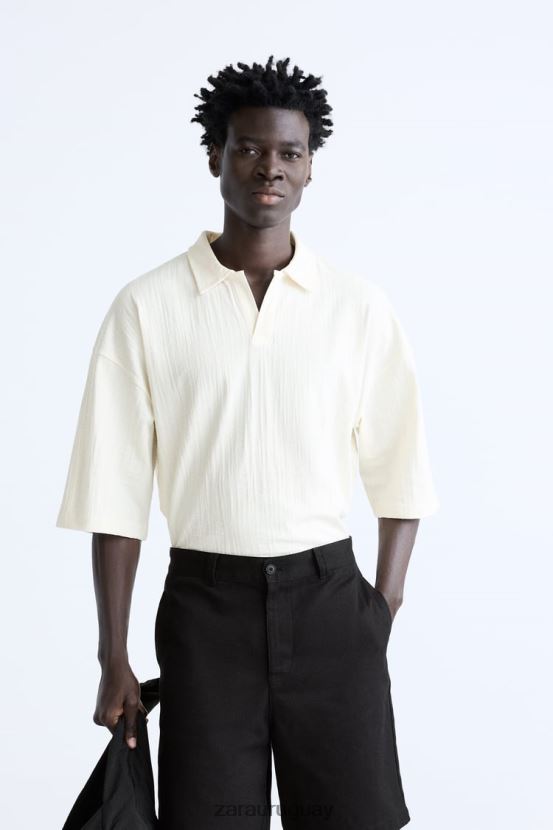 Zara polo texturizado hombres H6RHL21223 beige ropa