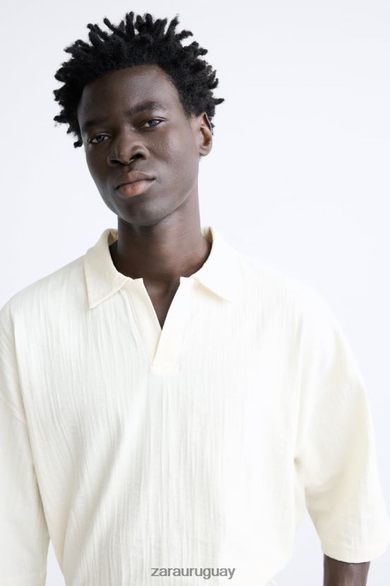 Zara polo texturizado hombres H6RHL21223 beige ropa