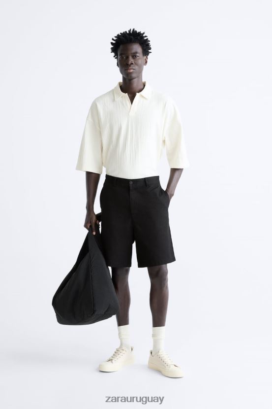 Zara polo texturizado hombres H6RHL21223 beige ropa