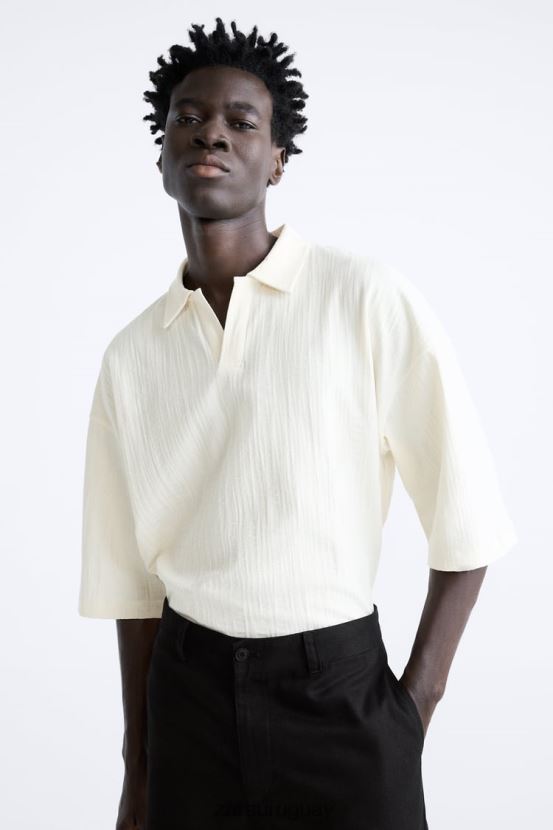 Zara polo texturizado hombres H6RHL21223 beige ropa