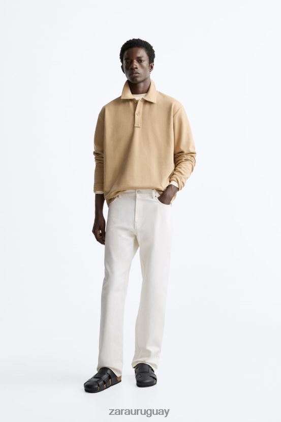 Zara sudadera polo hombres H6RHL21232 bronceado suave ropa