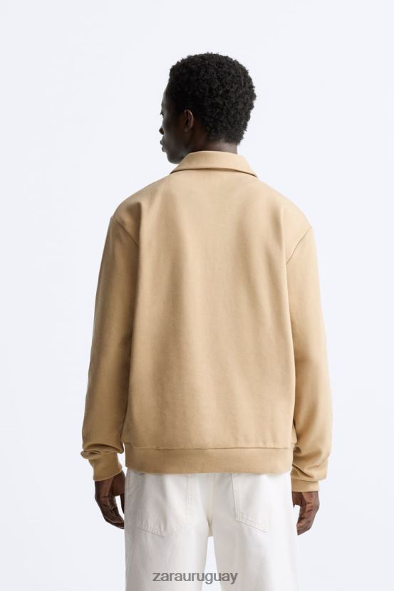 Zara sudadera polo hombres H6RHL21232 bronceado suave ropa
