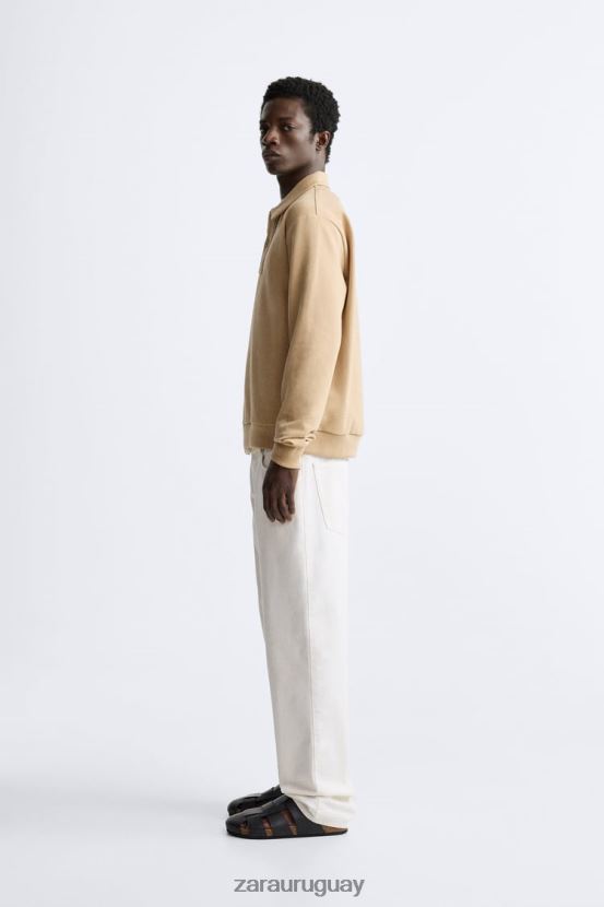 Zara sudadera polo hombres H6RHL21232 bronceado suave ropa