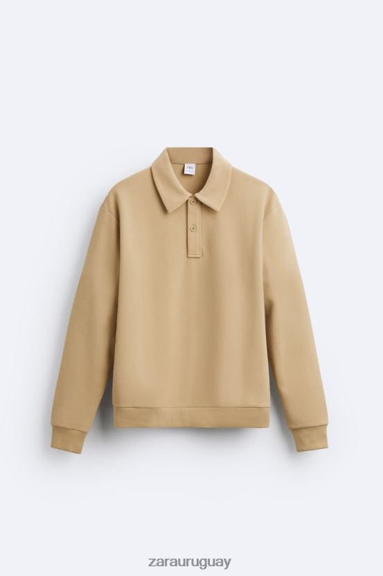 Zara sudadera polo hombres H6RHL21232 bronceado suave ropa