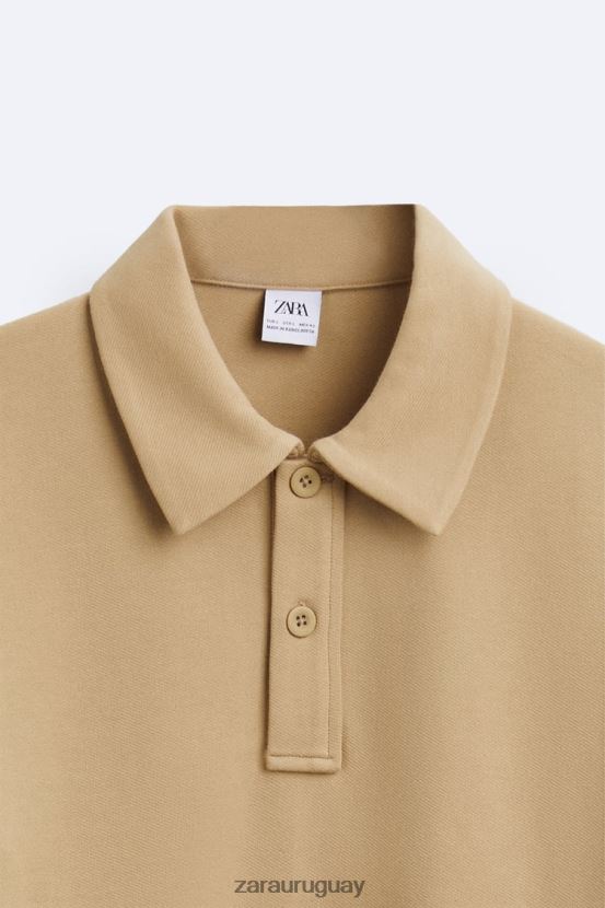 Zara sudadera polo hombres H6RHL21232 bronceado suave ropa