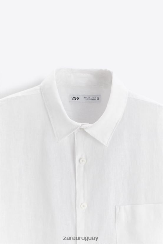 Zara camisa 100% lino hombres H6RHL21023 blanco ropa