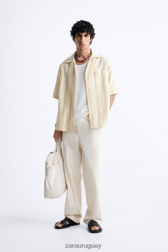 Zara camisa a rayas jacquard hombres H6RHL2993 amarillo ropa