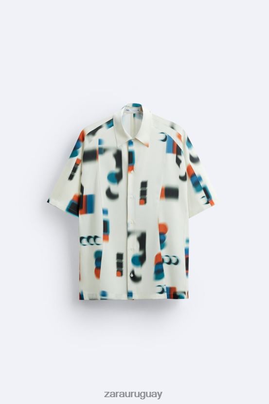 Zara camisa con estampado abstracto hombres H6RHL2975 impreso ropa