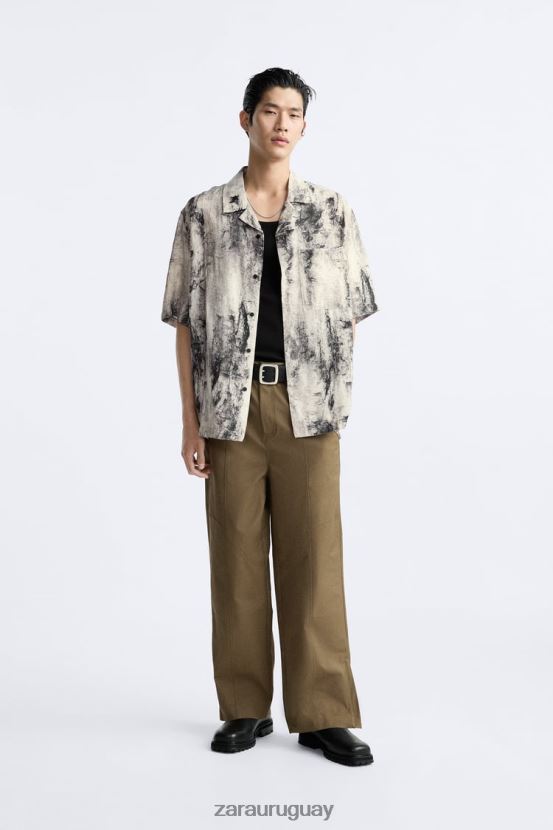 Zara camisa con estampado abstracto hombres H6RHL2987 impreso ropa