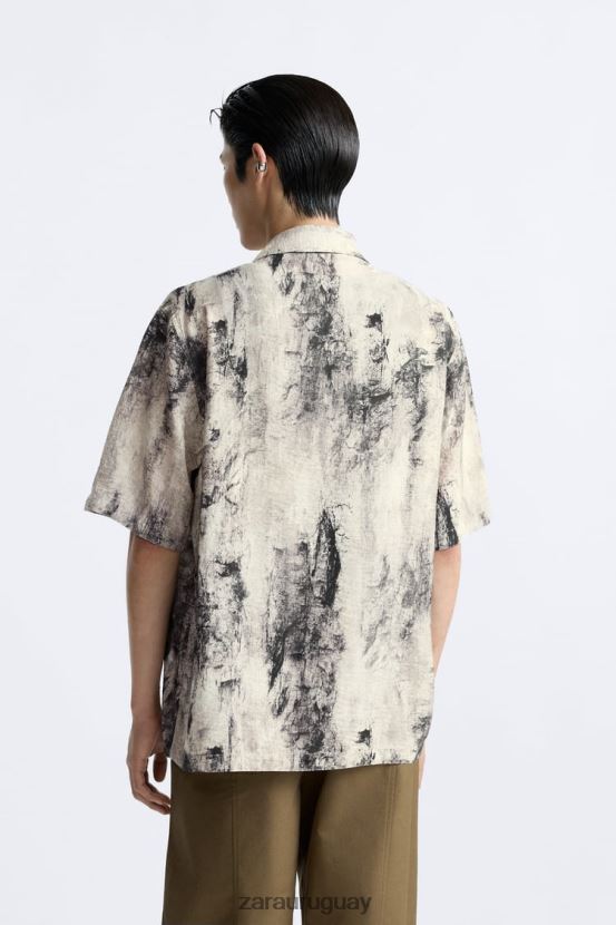 Zara camisa con estampado abstracto hombres H6RHL2987 impreso ropa
