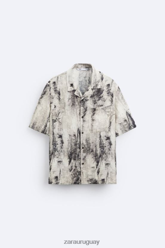 Zara camisa con estampado abstracto hombres H6RHL2987 impreso ropa