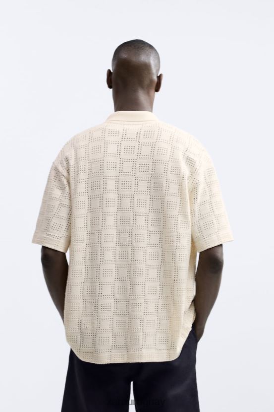 Zara camisa de ganchillo hombres H6RHL21011 crudo ropa
