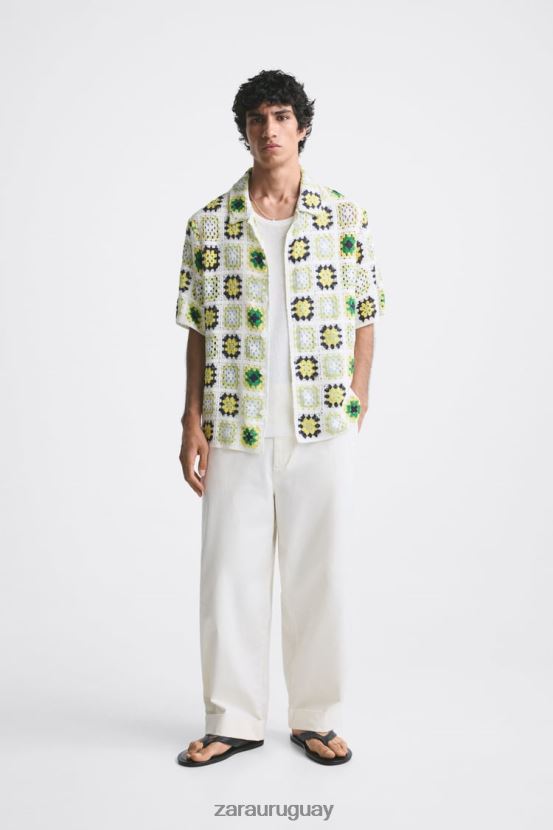 Zara camisa de patchwork de crochet hombres H6RHL21007 multicolor ropa