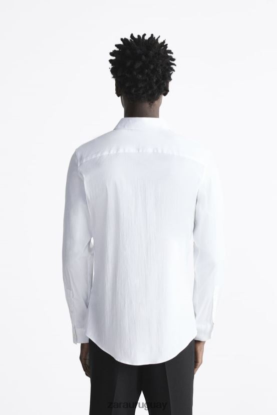 Zara camisa de popelina elástica hombres H6RHL2996 blanco ropa