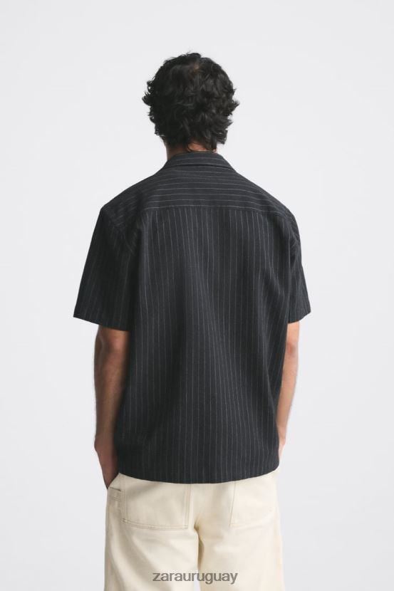 Zara camisa de rayas hombres H6RHL21001 negro ropa