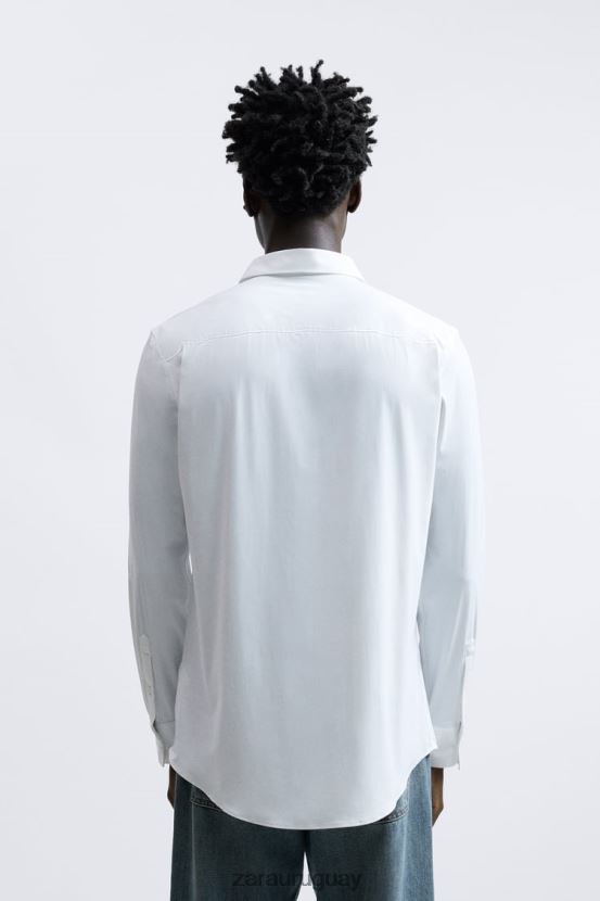 Zara camisa elástica hombres H6RHL21000 blanco ropa